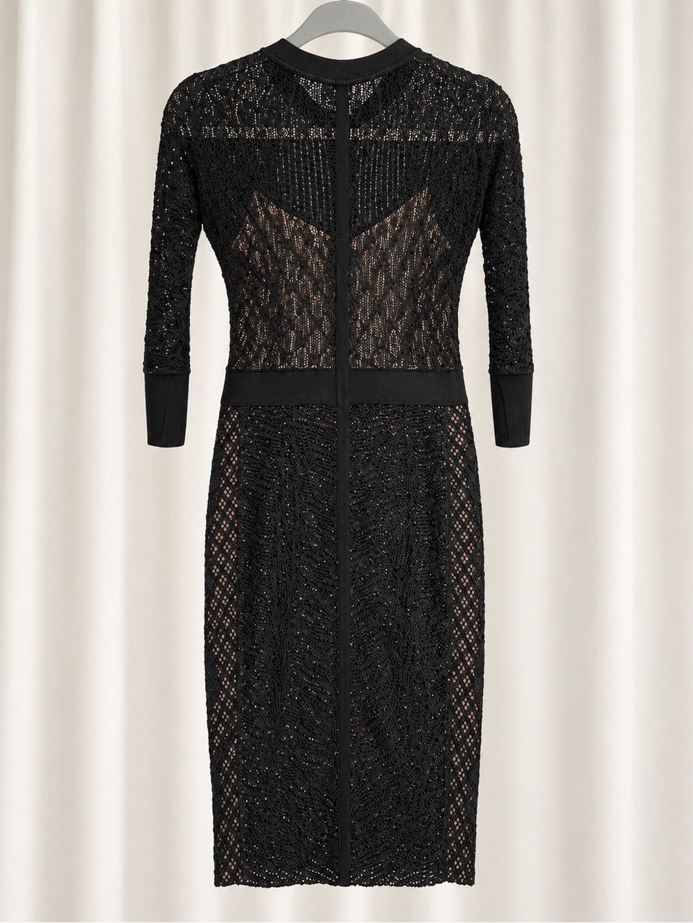 Beguile by Byron Lars Anthropologie Black Lace Button Front Dress Size 4